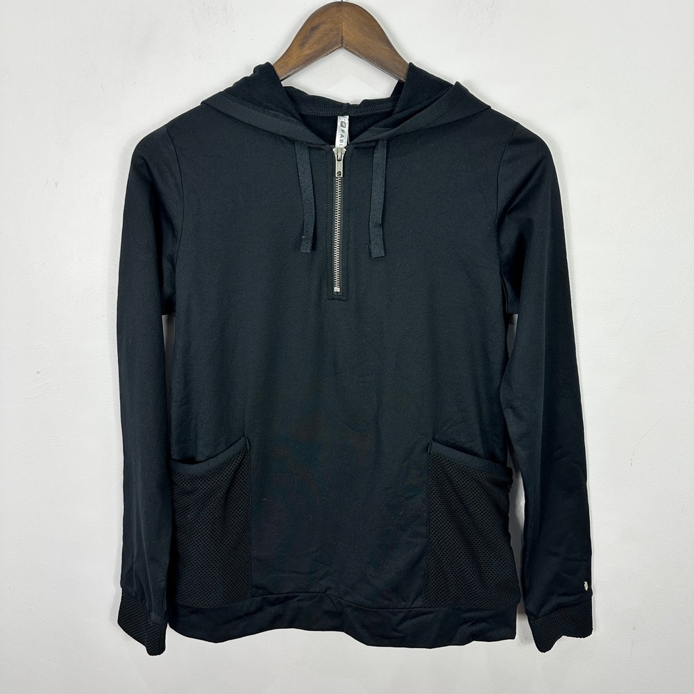 Fabletics Gigi Pullover Black Half‎ Zip Sweatshirt Mesh Pockets Athleisure XS